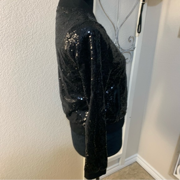 Black Sequin Sparkling bling bombers event jacket - Picture 2 of 11